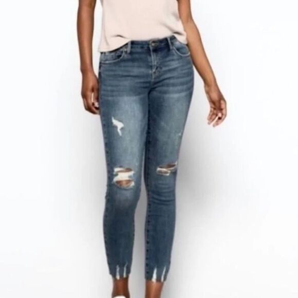 pistola Denim - Pistola Lanissa Distressed Denim Raw Hem Mid Rise Skinny Jeans Women’s 26